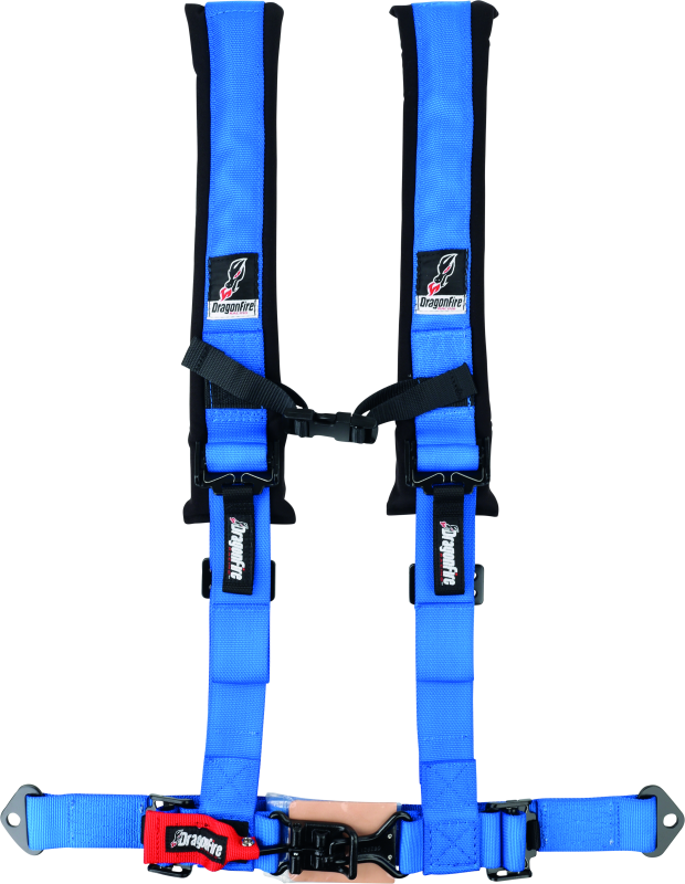 DFR521322-DragonFire Racing Harness- H-Style- 4-Point- 2in Buckle- Blue-Seat Belts & Harnesses-DragonFire Racing