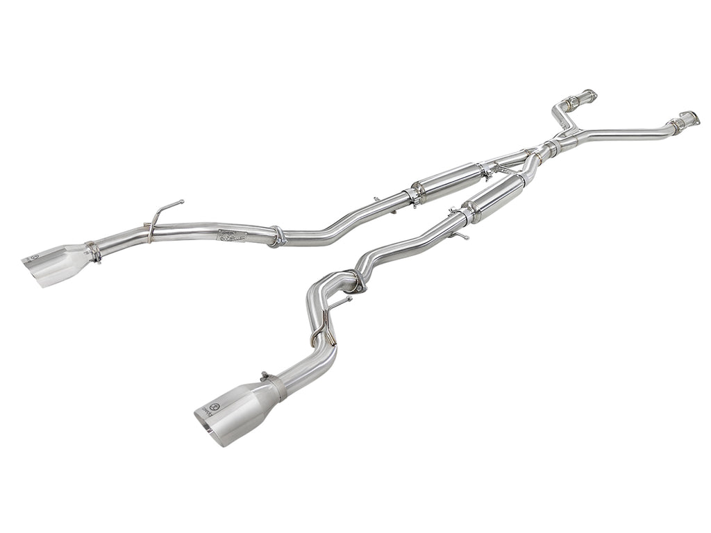 aFe aFe POWER Takeda 2.5in 304 SS CB Exhaust w/ Polished Tips 17-19 Infiniti Q60 V6-3.0L (tt)