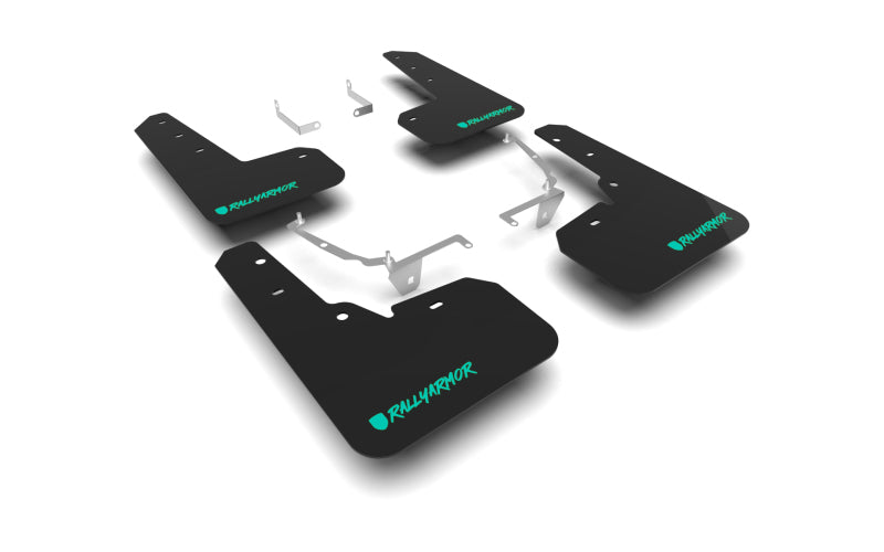 Rally Armor 13-17 Subaru Crosstrek XV Black UR Mud Flap w/ Teal Altered Font Logo-Mud Flaps-Rally Armor
