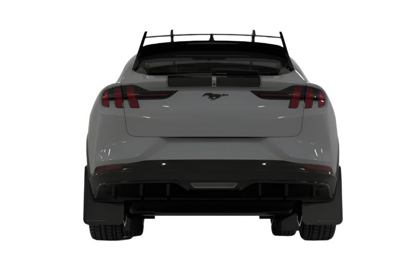 RALMF96-URXT-BLK-MBK-Rally Armor 2021-25 Ford Mach-E Rally Edition Black UR Mud Flap Metallic Black Logo-Mud Flaps-Rally Armor
