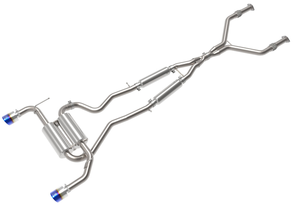 aFe aFe 14-15 Infiniti Q50 V6 3.7L Takeda 2-1/2in 304 SS Cat-Back Exhaust System w/ Blue Flame Tips
