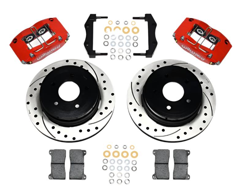 WIL140-8754-DR-Wilwood Dynapro Radial Rear Kit 12.19in Drilled Red 2004-2006 Pontiac GTO-Big Brake Kits-Wilwood