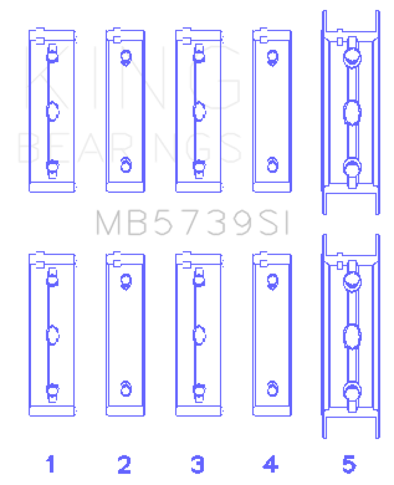 KINGMB5739SI-King Subaru EJ20/EJ22/EJ25 .002 Oversized Bi-Metal Silicon Aluminum Main Bearing Set-Bearings-King Engine Bearings