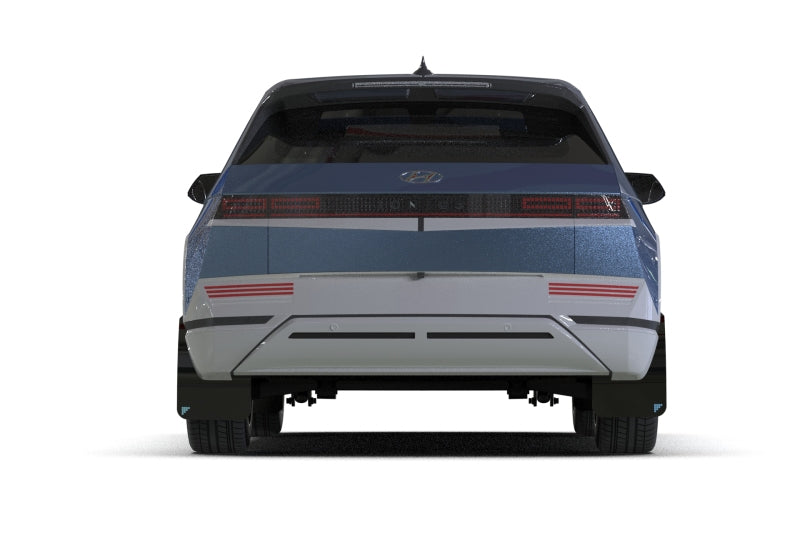 RALMF87-BAT-BLK-SIL-Rally Armor 22-24 Hyundai Ioniq 5 Black UR Mud Flap Silver Battery Logo-Mud Flaps-Rally Armor