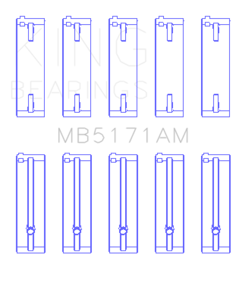 KINGMB5171AM0.25-King Mazda FS-DE L4/FP L4/FS L4 DOHC 16 Valve (Size +0.25) Main Bearing Set-Bearings-King Engine Bearings