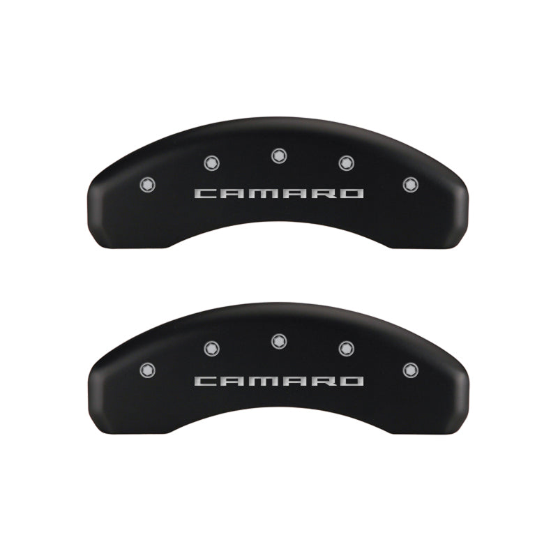 MGP14033SCA5RD-MGP 4 Caliper Covers Engraved Front & Rear Gen 5/Camaro Red finish silver ch-Caliper Covers-MGP