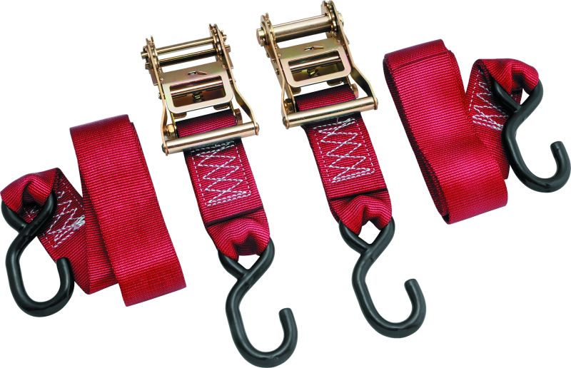 BKM100577-BikeMaster 2x84in Ratchet Tiedown Pair - Red-Cargo Tie-Downs-Bike Master