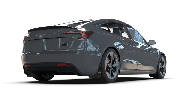 RALMF122-UR-BLK-DGRY-Rally Armor 2024 Tesla Model 3 Highland Black UR Mud Flap Dark Grey Logo-Mud Flaps-Rally Armor