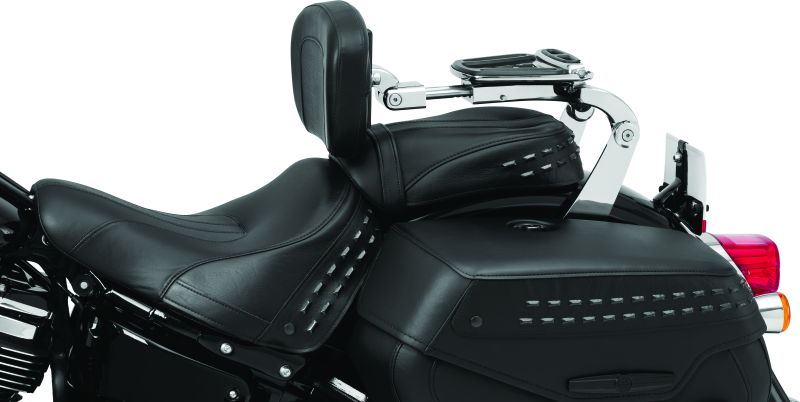KUR7080-Kuryakyn Fixed Mounts Multi-Purpose Driver & Passenger Backrest 18-Up Softail Black-Seats-Kuryakyn