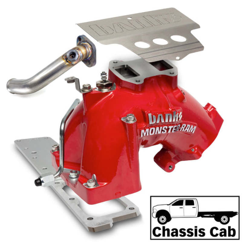 GBE42804-R-Banks Power 13-18 Dodge RAM 6.7L Monster-Ram Intake System W/Fuel Line-Chassis Cab Red-Short Ram Air Intakes-Banks Power