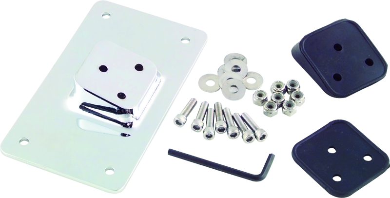 BKC490002-Bikers Choice 55-Up Chrome Custom Laydown License Plate Bracket With 3 Bolt Style-License Plates-Bikers Choice