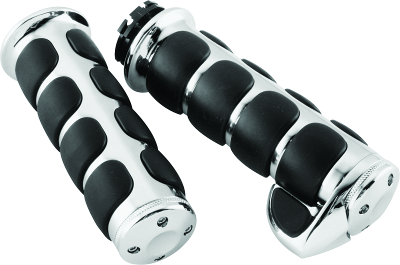 KUR6212-Kuryakyn Premium ISO Grips With Throttle Boss Dual Cable Chrome-Grips-Kuryakyn