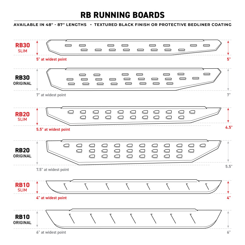 GOR630080SPC-Go Rhino RB10 Slim Running Boards - Universal 80in. - Tex. Blk-Running Boards-Go Rhino