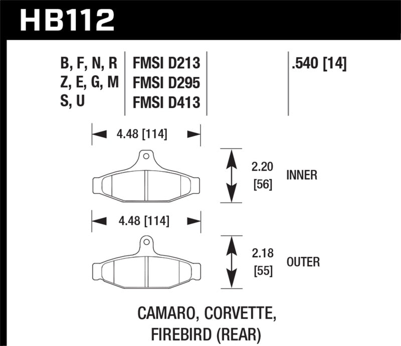 Hawk 85-97 Chevrolet Camaro w/Rear Disc Brakes/84-96 Chevrolet Corvette DTC-60 Race Rear Brake Pads-Brake Pads - Racing-Hawk Performance