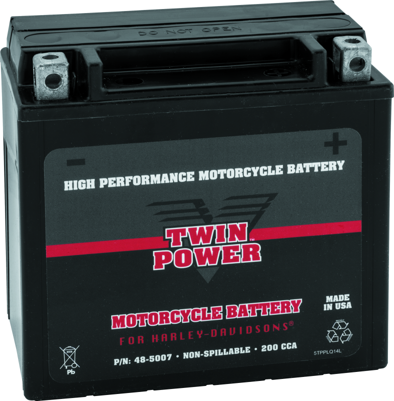 TWP485007-Twin Power YTX-14L High Performance Battery Replaces H-D 65958-04 Made in USA-Batteries-TwinPower