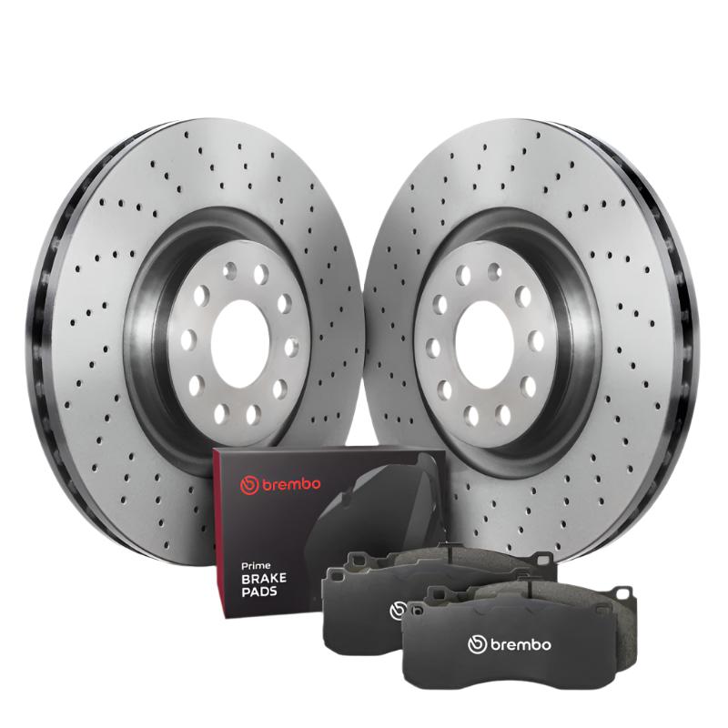 BREKTX4079-Brembo OE 15-20 Audi A3 Quattro/19-23 Q3/15-20 S3/16-23 TTS Quattro/19-23 Arteon Rear Disc Brake Kit-Brake Rotors - Drilled-Brembo OE