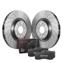 Load image into Gallery viewer, BREKTX4079-Brembo OE 15-20 Audi A3 Quattro/19-23 Q3/15-20 S3/16-23 TTS Quattro/19-23 Arteon Rear Disc Brake Kit-Brake Rotors - Drilled-Brembo OE