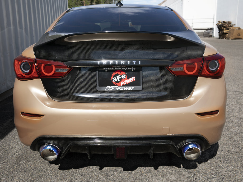 aFe aFe 14-15 Infiniti Q50 V6 3.7L Takeda 2-1/2in 304 SS Cat-Back Exhaust System w/ Blue Flame Tips