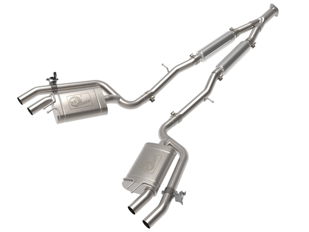 aFe aFe Gemini XV 3in to Dual 2-1/2in 304 SS Cat-Back Exhaust w/ Cut-Out 18-21 Kia Stinger L4-2.0L (t)
