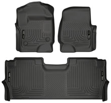 Load image into Gallery viewer, Husky Liners 17-19 F-250/F-350/F-450 Crew Cab Weatherbeater Black Front &amp; 2nd Seat Floor Liners-Floor Mats - Rubber-Husky Liners