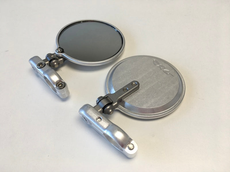 CRGHSLS-201-L-CRG Hindsight Folding 3 in. Round Bar-End Mirror Left - Silver-Side Mirrors-CRG Constructors