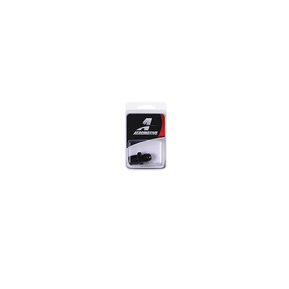 Black fuel fitting in Aeromotive retail packaging