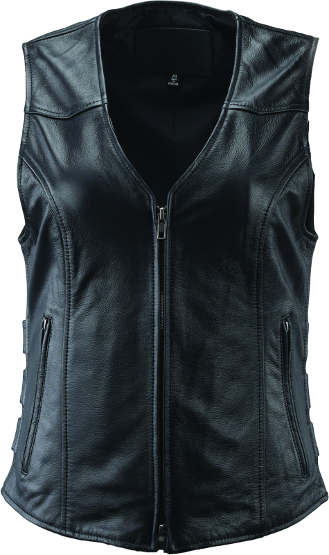 RIV094415-River Road Plains Leather Vest Black Womens - XL-Vests-River Road