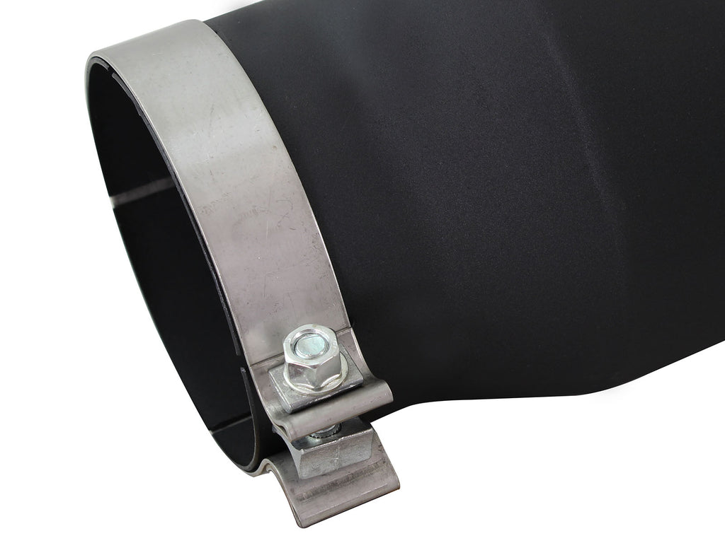 aFe aFe MACHForce XP 5in 304 Stainless Steel Exhaust Tip 5 In x 7 Out x 12L in Bolt On Right - Black