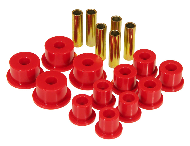 PRO1-1014-Prothane 74-91 Jeep Cherokee Front Spring & Shackle Bushings (w/ 2in OD Main Eye) - Red-Bushing Kits-Prothane