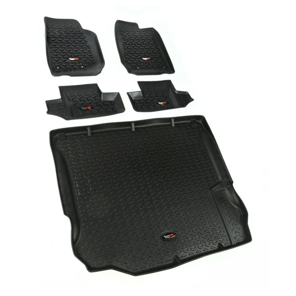 Rugged Ridge Floor Liner Front/Rear/Cargo Black 2011-2018 Jeep Wrangler JK 2 Dr - Rugged Ridge 12988.03