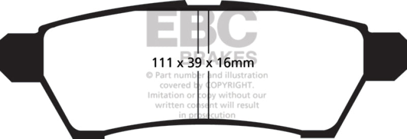 EBC 05+ Nissan Frontier 2.5 2WD Yellowstuff Rear Brake Pads-Brake Pads - Performance-EBC