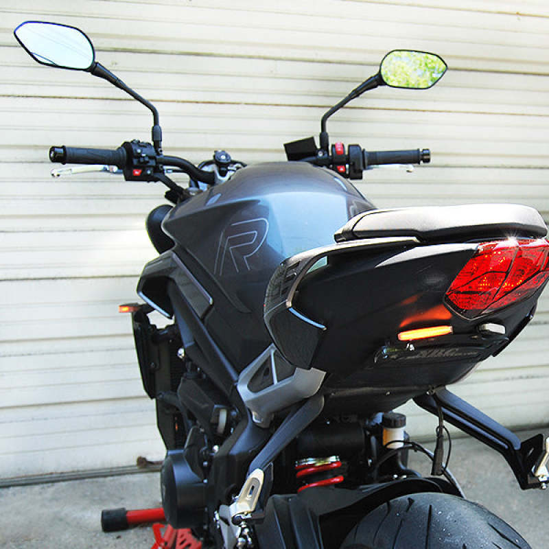 NEWSTREET-FE-T-24-New Rage Cycles 2024 Triumph Street Triple Fender Eliminator Kit-Tucked-Lights Corner-New Rage Cycles