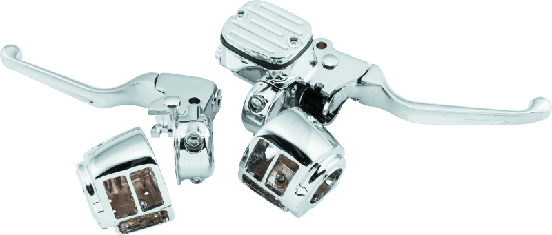 BKC488730-Bikers Choice 96-06 Big Twin 96-03XL With 9/16 Bore Master Cylinder Chrome Handlebar Control Kit-Handlebars-Bikers Choice