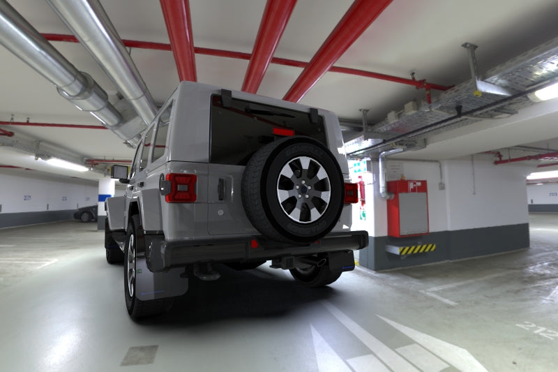 RALMF54-UR-BLK/BL-Rally Armor 18-22 Jeep JL Wrangler Black UR Mud Flap w/ Blue Logo-Mud Flaps-Rally Armor