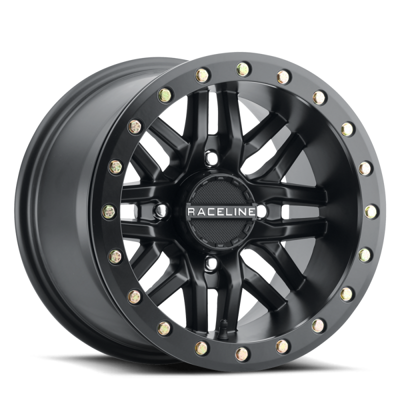 Raceline A91B Ryno 15x7in / 4x156 BP / 10mm Offset / 132.5mm Bore - Satin Black Beadlock Wheel-Wheels - Cast-Raceline