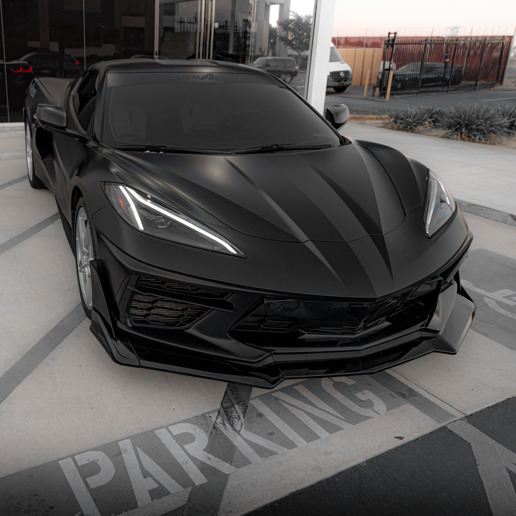 2020-2024 Corvette C8 Stingray Evo Style Front Lip Gloss Black-Lips & Splitters-Auto Addict-