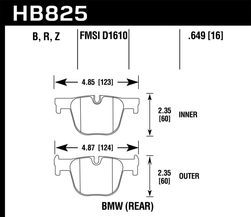 HAWKHB825B.649-Hawk 13-15 BMW 335i/335i xDrive / 14-16 BMW 435i/435i xDrive HPS 5.0 Rear Brake Pads-Brake Pads - Performance-Hawk Performance
