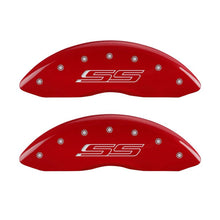 Load image into Gallery viewer, MGP14036SSS5RD-MGP 4 Caliper Covers Engraved Front &amp; Rear Gen 5/SS Red finish silver ch-Caliper Covers-MGP