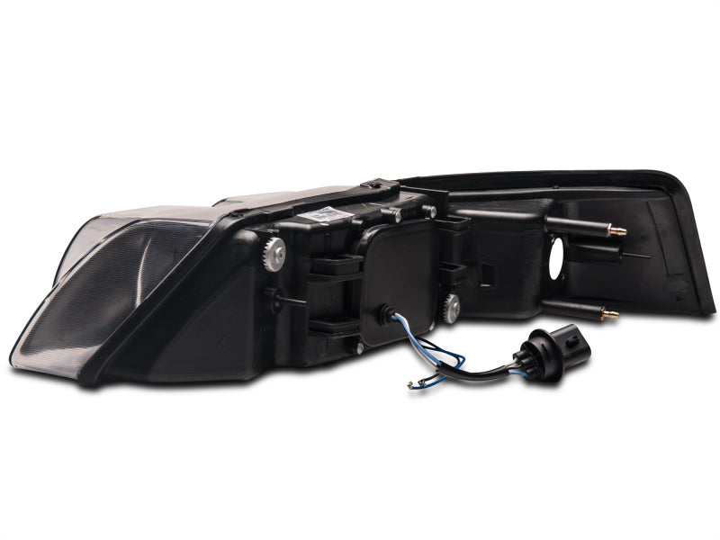 Raxiom 99-04 Ford Mustang Dual LED Halo Projector Headlights- Black Housing (Clear Lens)-Headlights-Raxiom