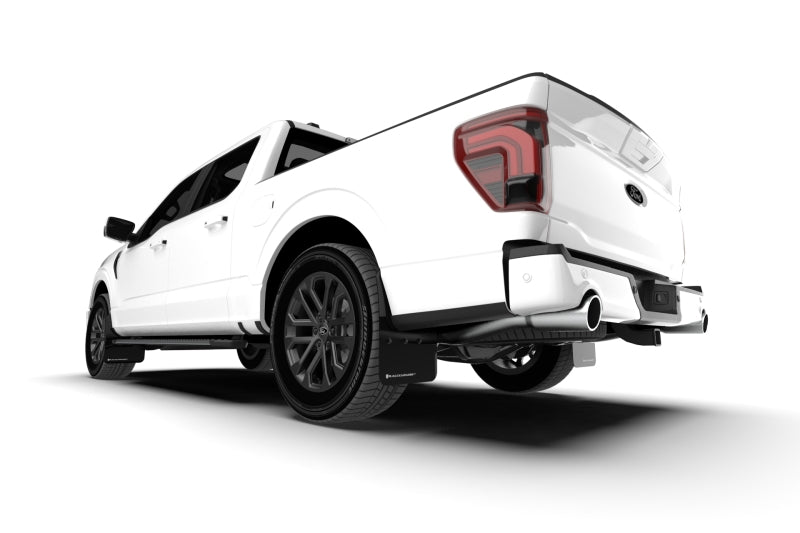 RALMF115-UR-BLK-MBK-Rally Armor 21-24 Ford F-150 (Excl. Raptor) Black UR Mud Flap w/Metallic Black Logo-Mud Flaps-Rally Armor