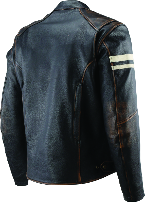 RIV094382-River Road Hoodlum Vintage Leather Jacket Black - Small-Jackets - Leather-River Road