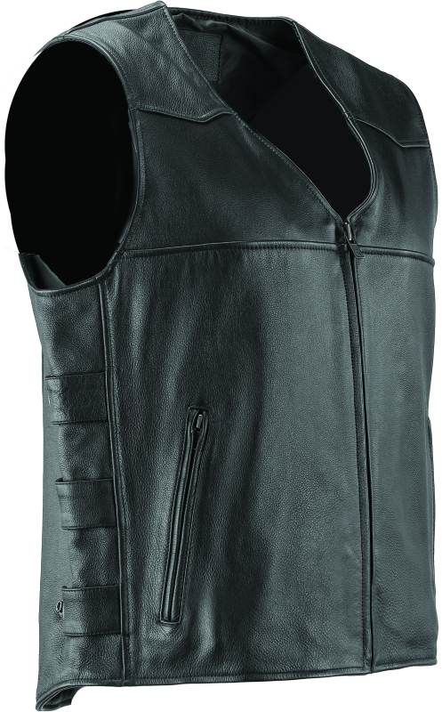 RIV094405-River Road Plains Leather Vest Black - Small-Vests-River Road