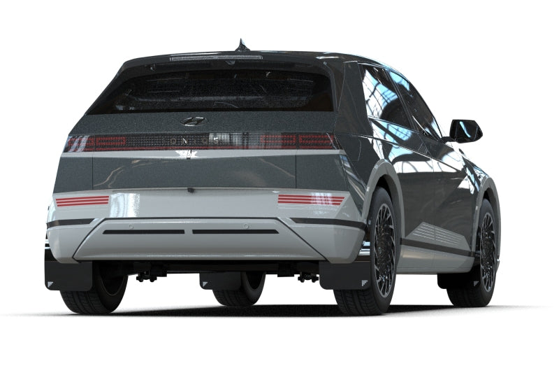RALMF87-BAT-BLK-SIL-Rally Armor 22-24 Hyundai Ioniq 5 Black UR Mud Flap Silver Battery Logo-Mud Flaps-Rally Armor
