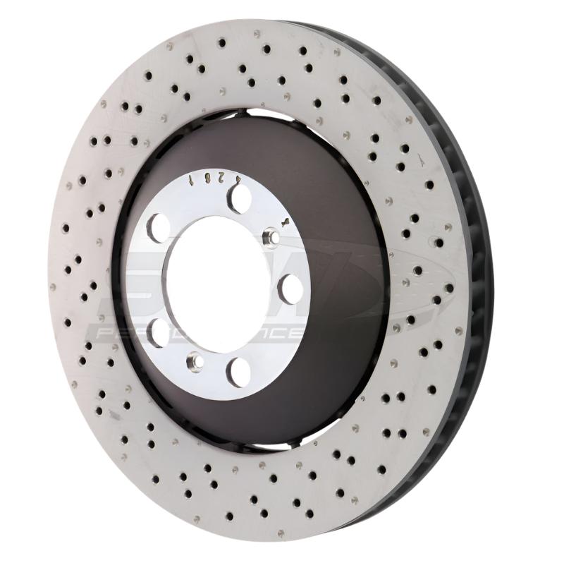 SHWPFR41487-SHW 14-19 Porsche 911 GT3 4.0L w/o Ceramic Brake Right Front Drill-Dimp LW Brake Rotor (99135140681)-Brake Rotors - Drilled-SHW Performance