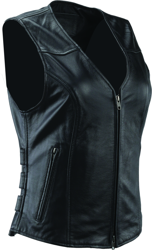 RIV094412-River Road Plains Leather Vest Black Womens - Small-Vests-River Road