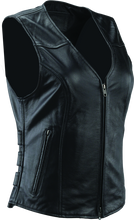 Load image into Gallery viewer, RIV094412-River Road Plains Leather Vest Black Womens - Small-Vests-River Road