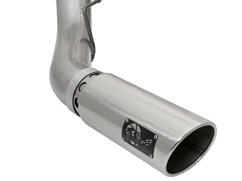 aFe aFe LARGE BORE HD 5in 409-SS DPF-Back Exhaust w/Polished Tip 2017 Ford Diesel Trucks V8 6.7L (td)
