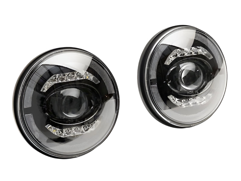 RAXJ132813-Raxiom 07-18 Jeep Wrangler JK Axial Series LED Headlights- Black Housing (Clear Lens)-Headlights-Raxiom