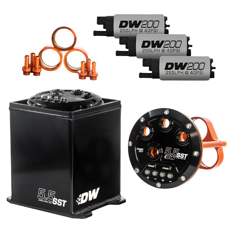 DWK6-201-55ST-DeatschWerks 5.5L Modular Surge Tank Includes 3 DW200 Fuel Pumps-Surge Tanks-DeatschWerks