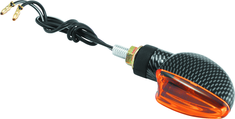 BKM266009-BikeMaster Ministalk Marker Light V-Shape Carbon/Amber-Sidemarkers & Indicators-Bike Master